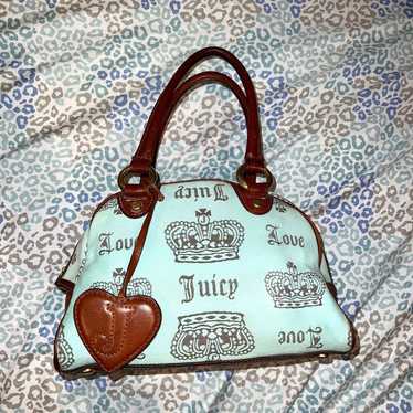 Vintage RARE Brown Blue Juicy Couture Bowler Bag … - image 1