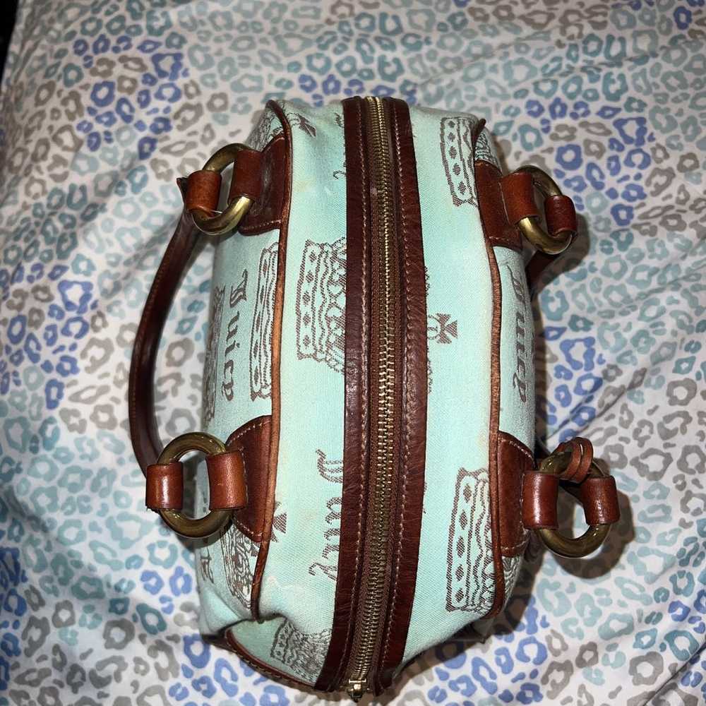 Vintage RARE Brown Blue Juicy Couture Bowler Bag … - image 5