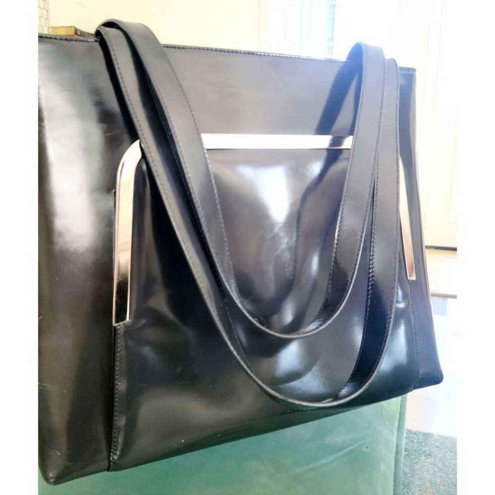 Gucci VTG Graphite Enamel Tote Silver Front Pouch - image 4