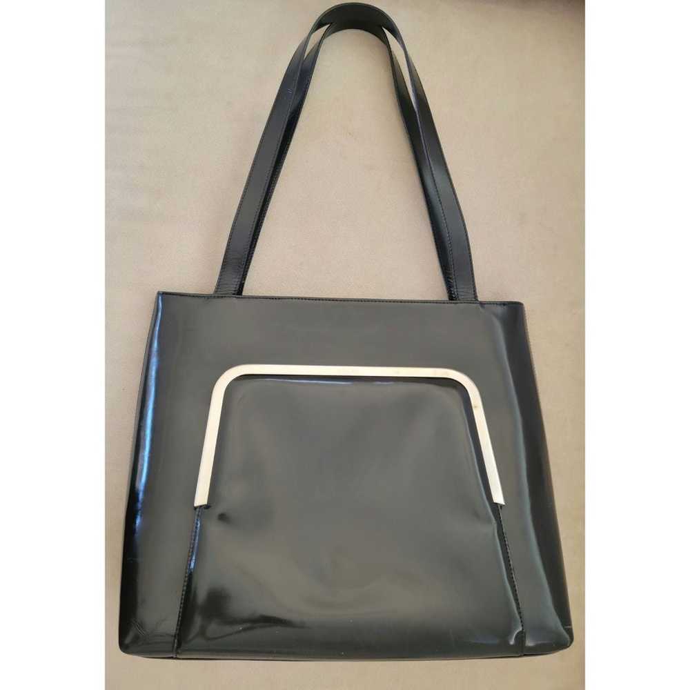 Gucci VTG Graphite Enamel Tote Silver Front Pouch - image 5