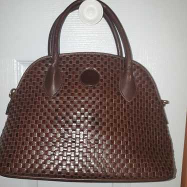 FENDI VINTAGE AUTH. WOOVEN LEATHER HANDBAG