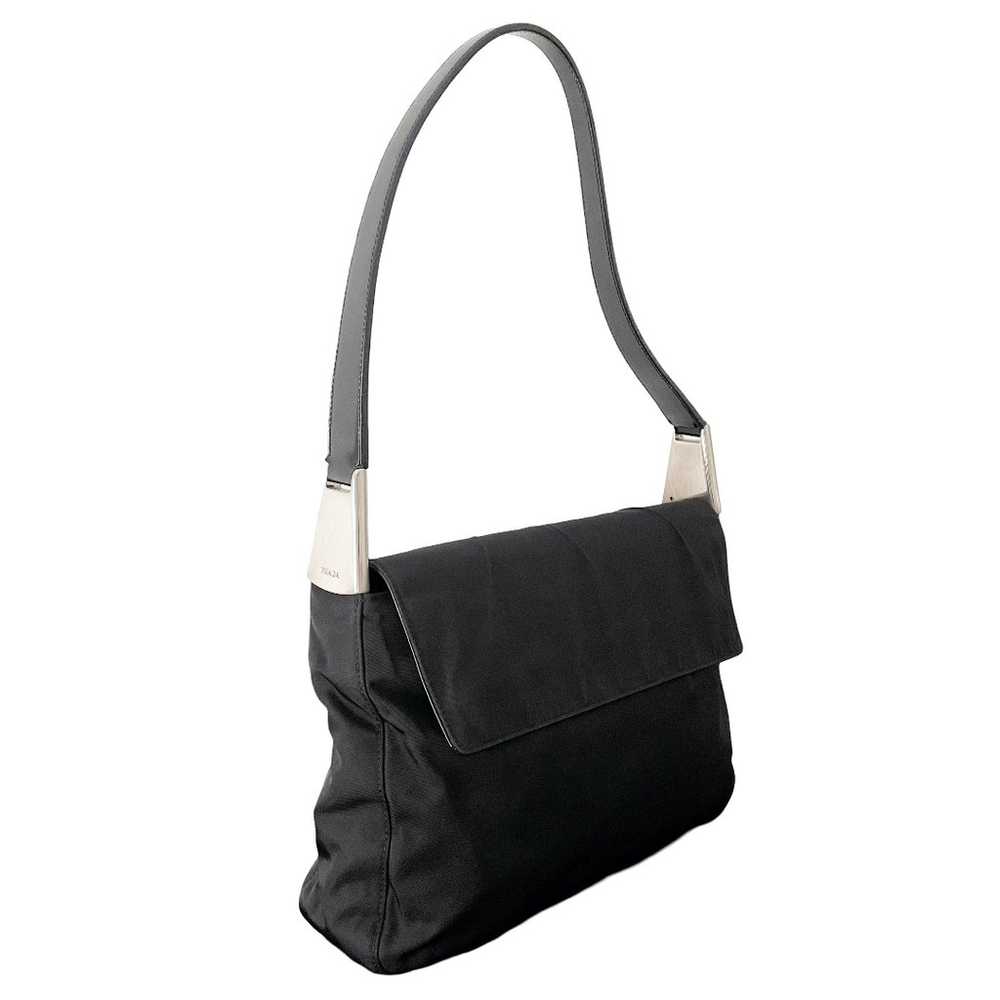 Prada black Tessuto nylon and leather flap should… - image 1