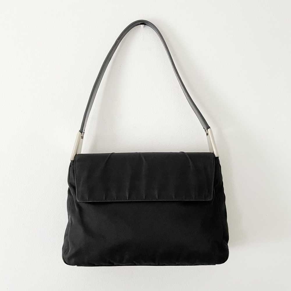 Prada black Tessuto nylon and leather flap should… - image 2