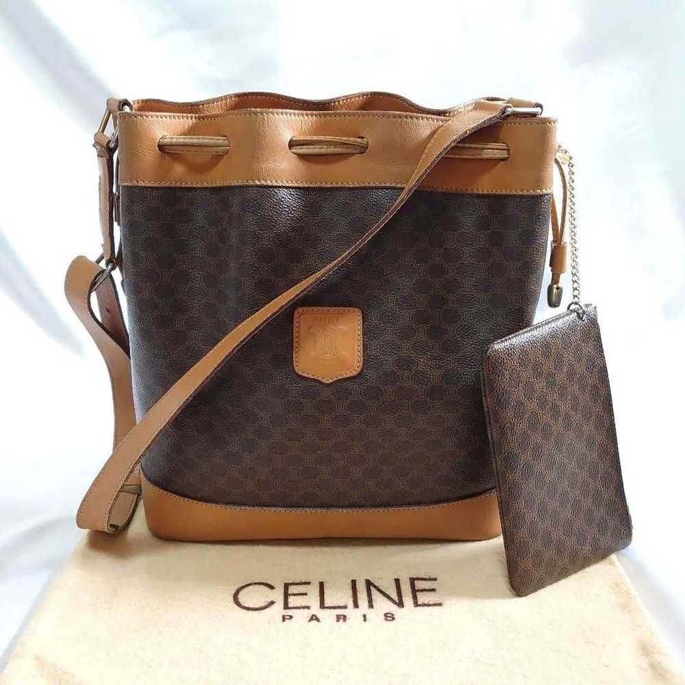 CELINE Macadam Pattern Drawstring Shoulder Bag - image 1