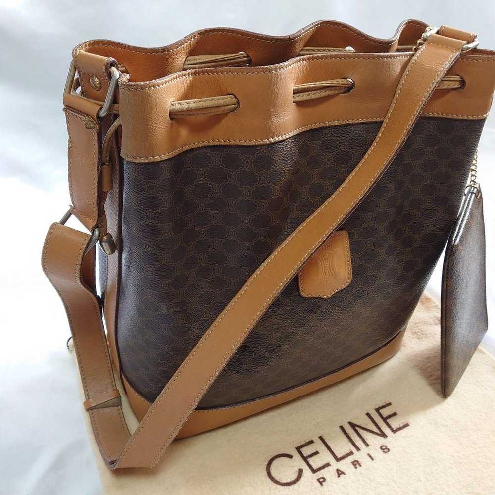 CELINE Macadam Pattern Drawstring Shoulder Bag - image 2