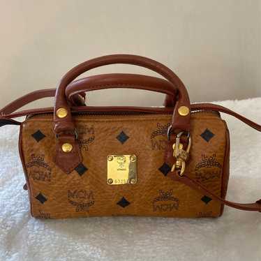 MCM Boston nano in cognac color