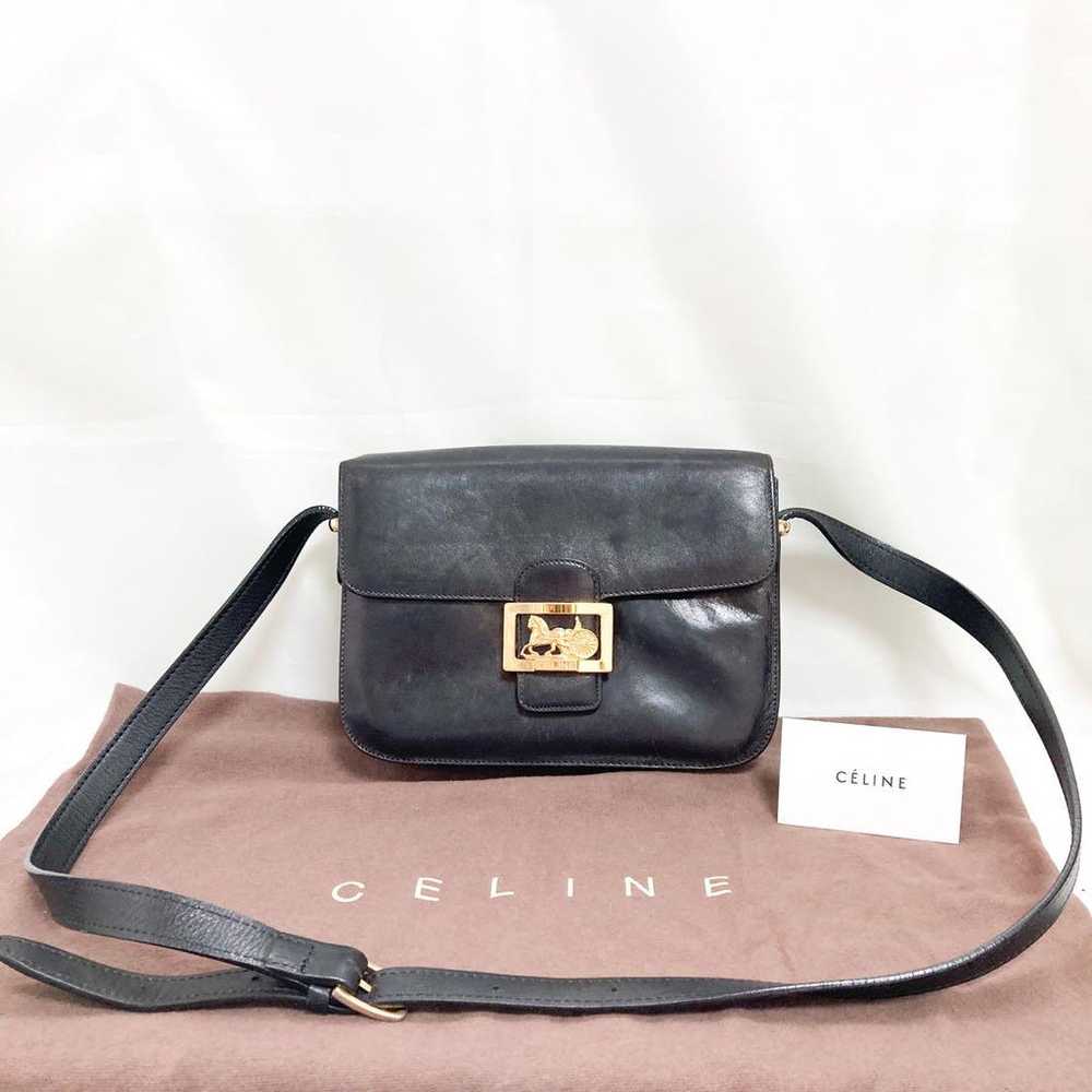 Rare Celine leather shoulder bag with carriage ha… - image 1