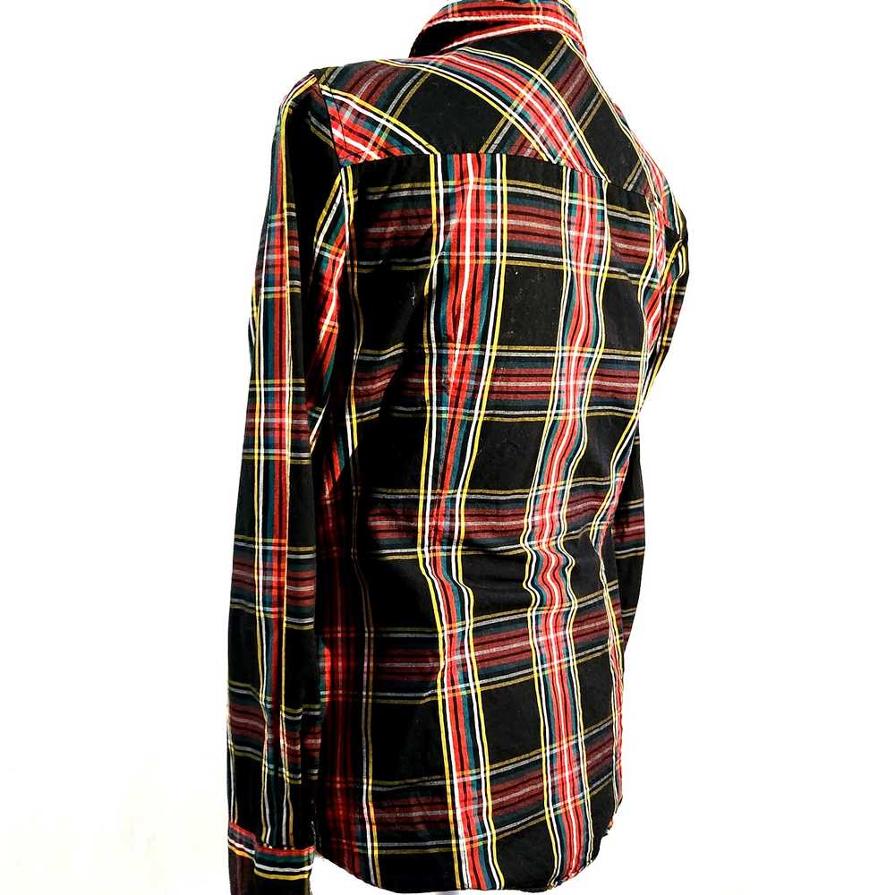 J. Crew Plaid Top Red Yellow Bluegreen on Black S… - image 10