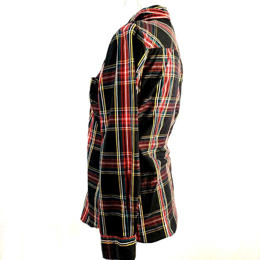 J. Crew Plaid Top Red Yellow Bluegreen on Black S… - image 11