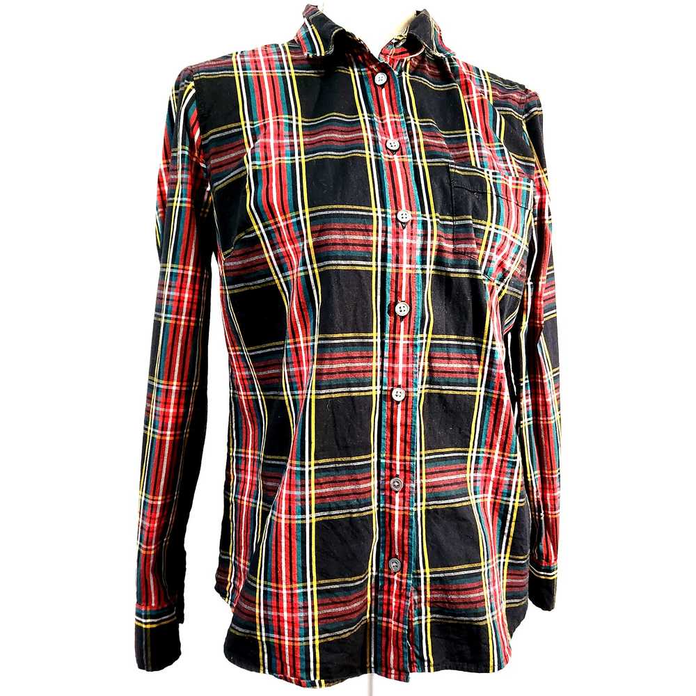 J. Crew Plaid Top Red Yellow Bluegreen on Black S… - image 12