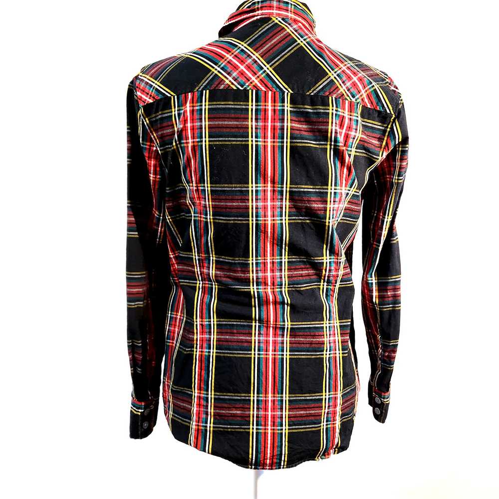 J. Crew Plaid Top Red Yellow Bluegreen on Black S… - image 9