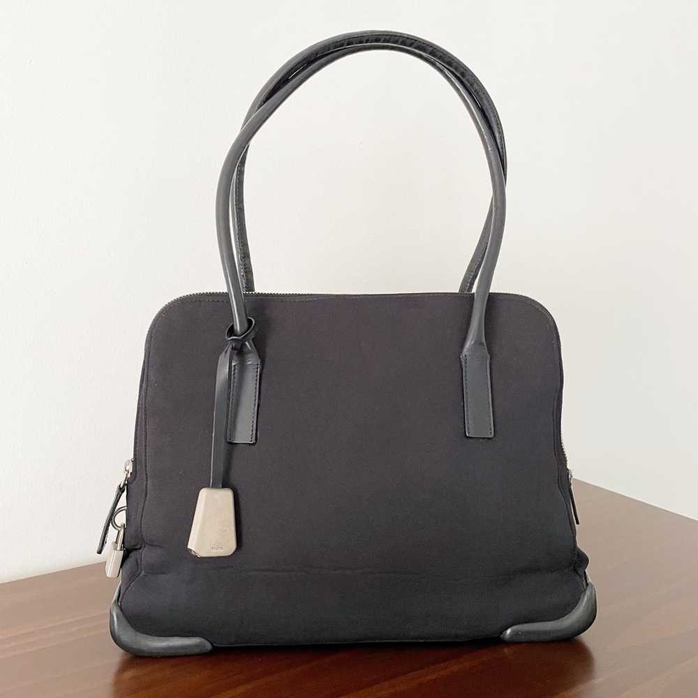 Prada black jersey fabric and leather satchel sho… - image 2