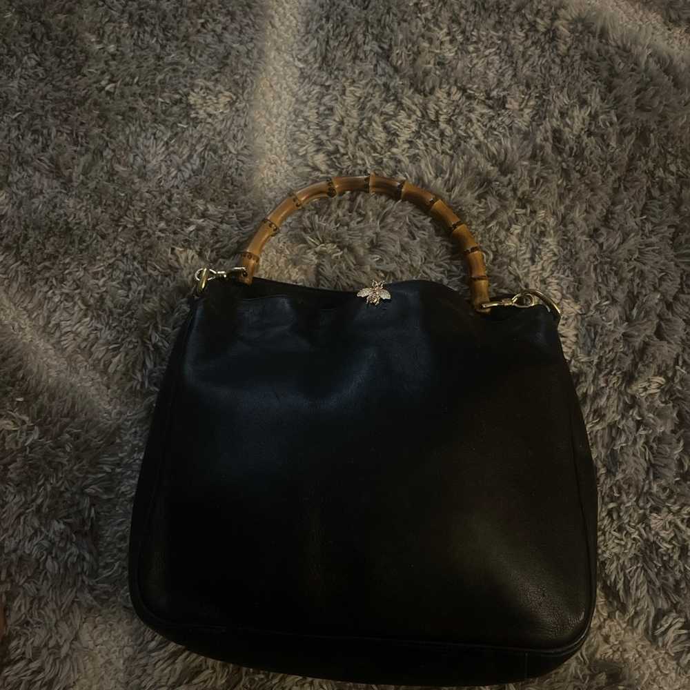 Vintage Gucci Black Leather Diana Bamboo Shoulder… - image 2