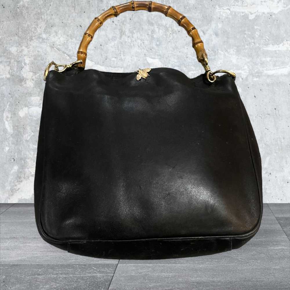 Vintage Gucci Black Leather Diana Bamboo Shoulder… - image 8