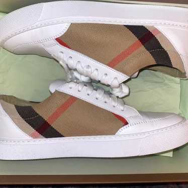 Burberry Salmond Check Leather Sneakers Size 37.5 - image 1