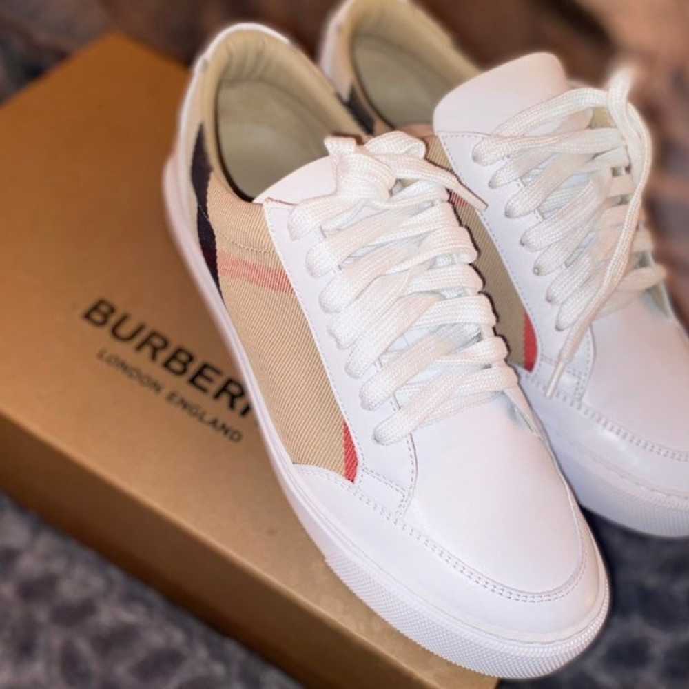 Burberry Salmond Check Leather Sneakers Size 37.5 - image 5