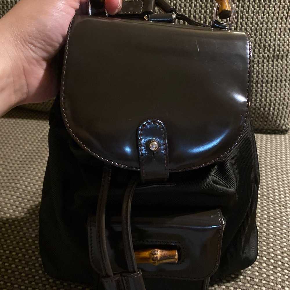 Brown Gucci Bamboo Nylon Backpack Small - image 2