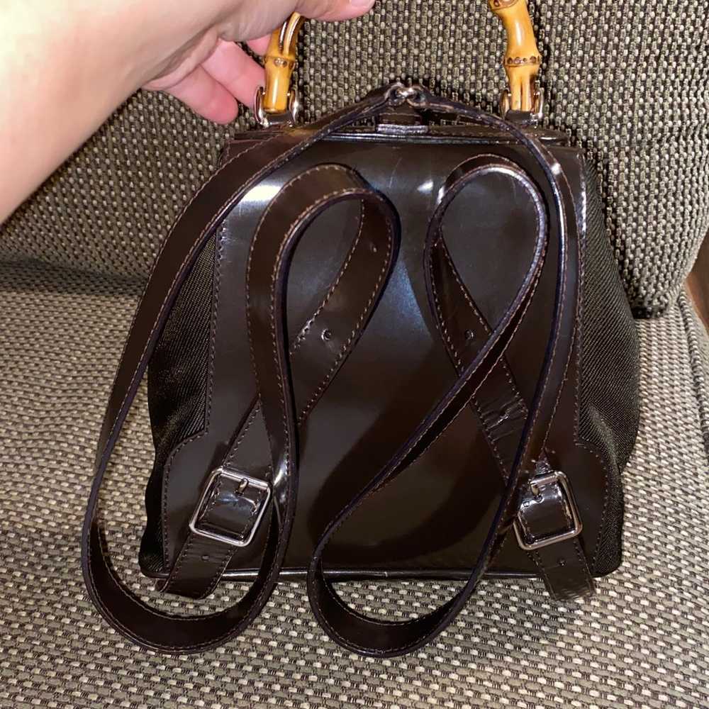 Brown Gucci Bamboo Nylon Backpack Small - image 3