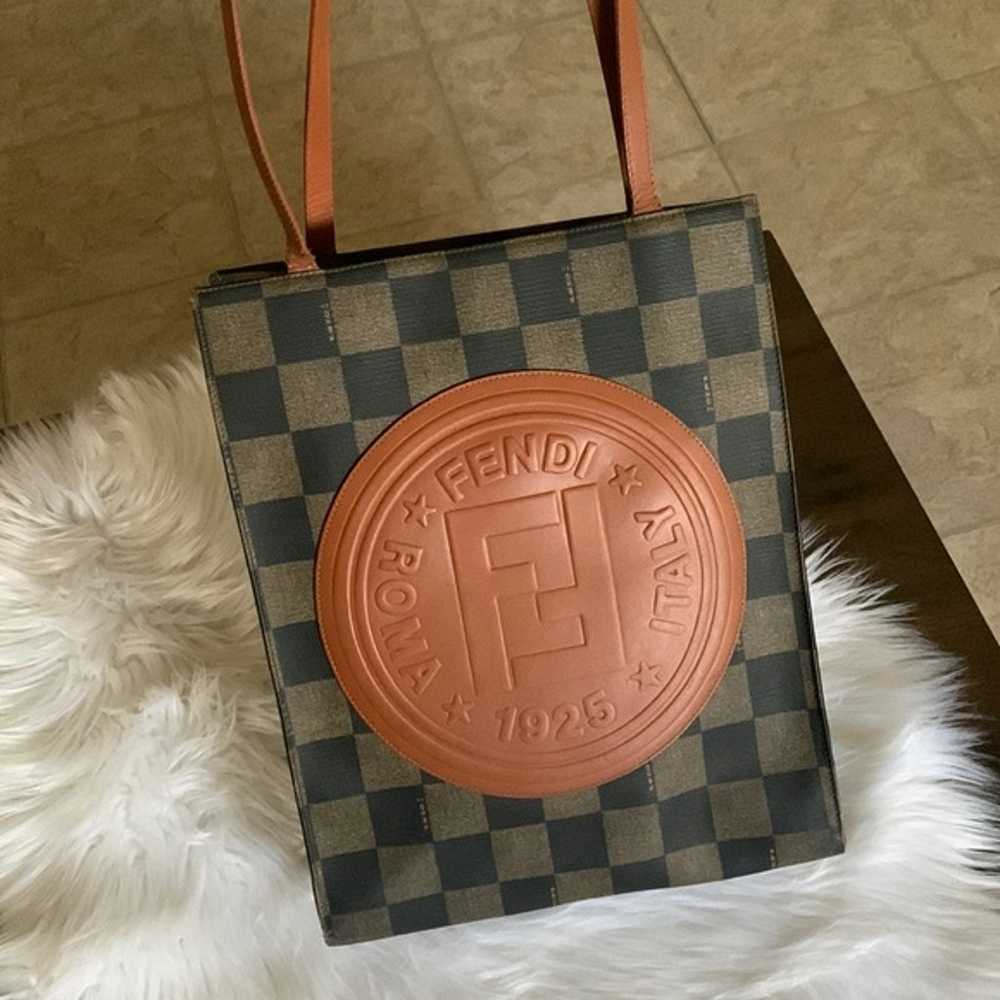 Fendi Vintage Checkered Pequin Shoulder tote - image 1