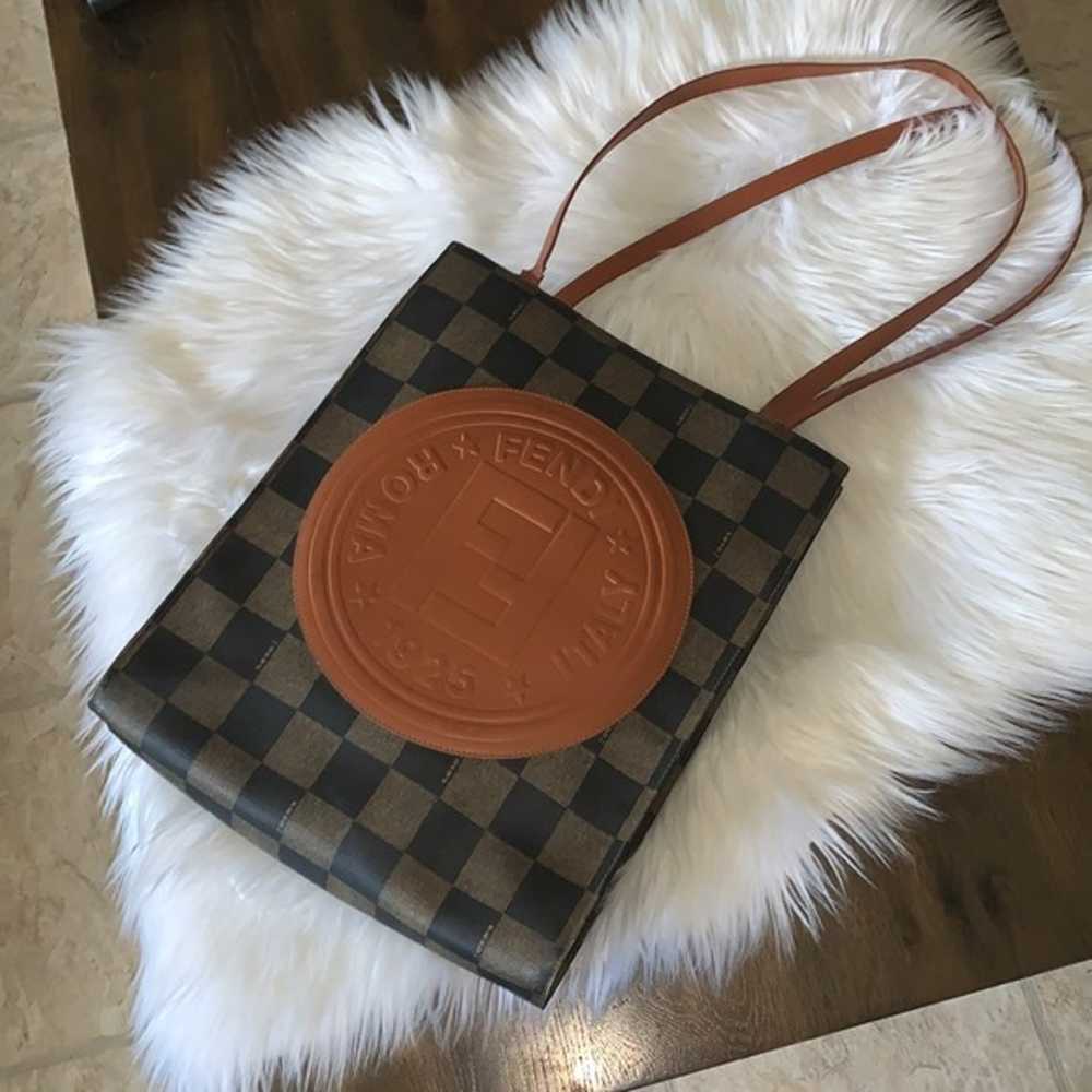 Fendi Vintage Checkered Pequin Shoulder tote - image 2