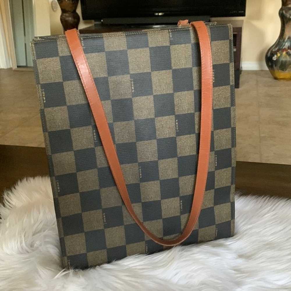 Fendi Vintage Checkered Pequin Shoulder tote - image 3