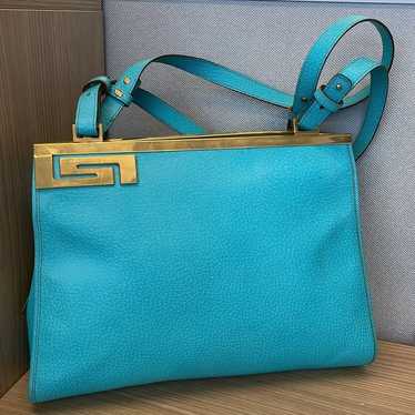 Vintage Teal Versace La Greca Handbag