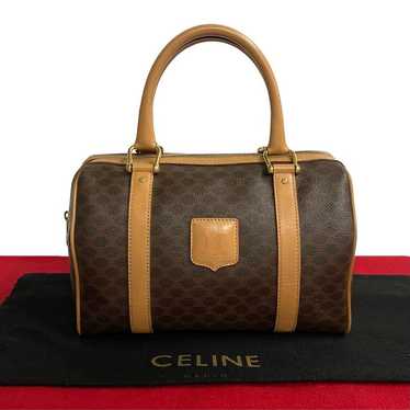 Celine Macadam Pattern Leather Mini Boston Bag Br… - image 1