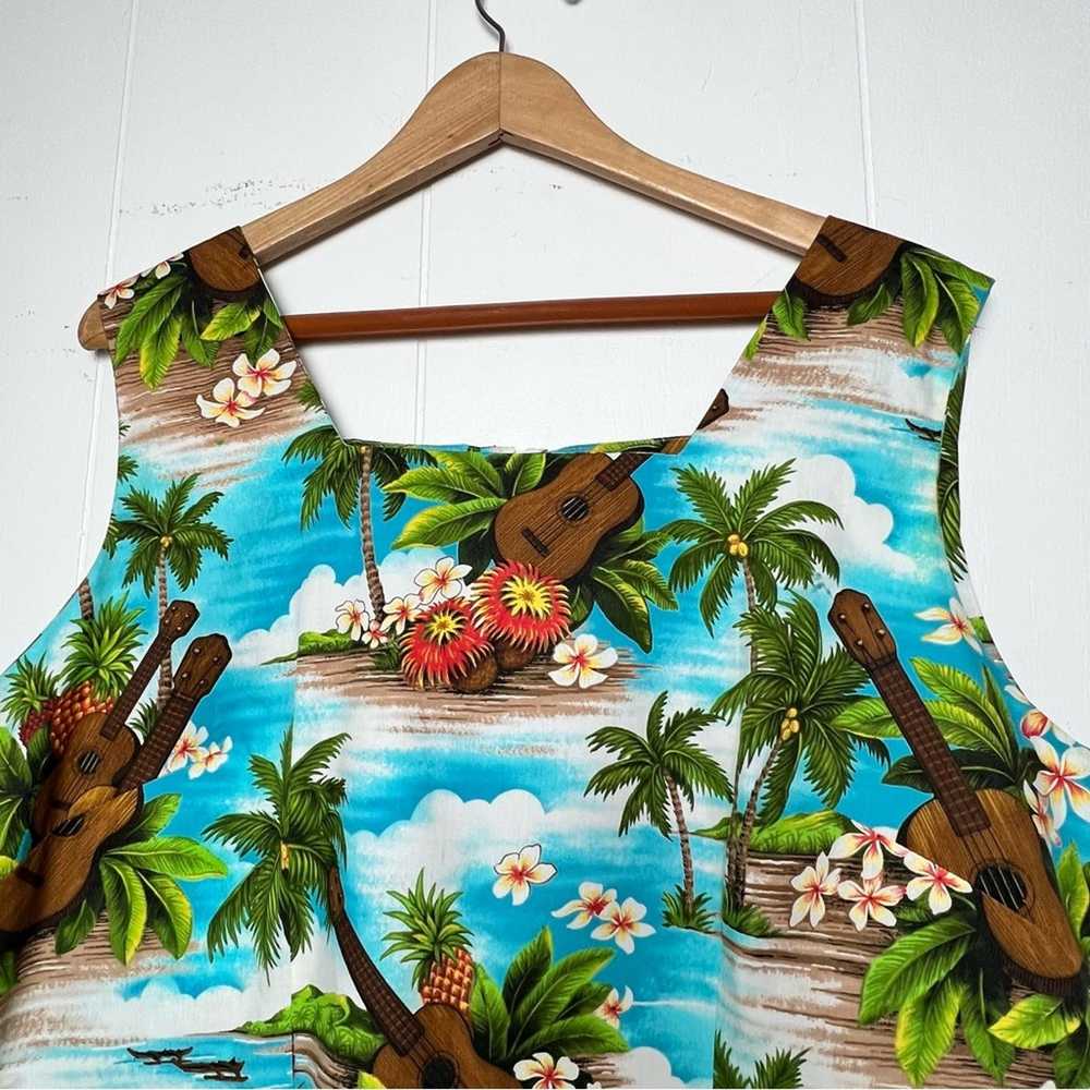 Vintage Hawaiian Print Guitar Palm Trees Hibiscus… - image 10