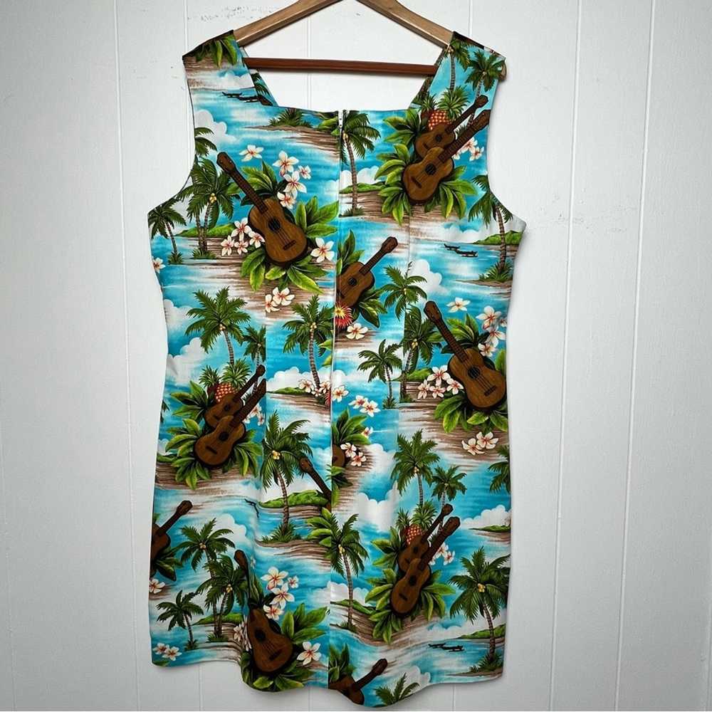 Vintage Hawaiian Print Guitar Palm Trees Hibiscus… - image 11