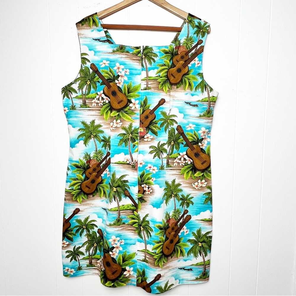 Vintage Hawaiian Print Guitar Palm Trees Hibiscus… - image 5