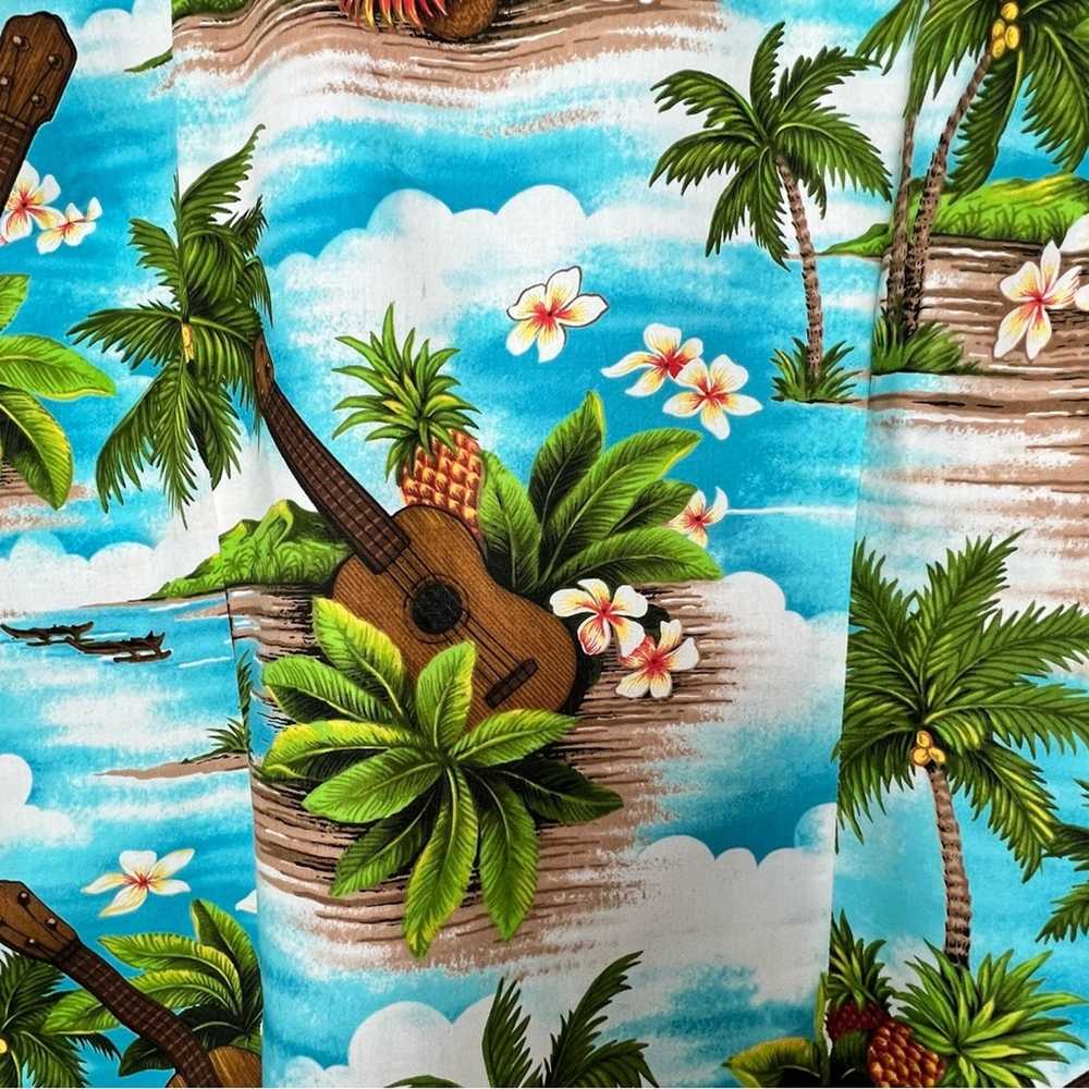 Vintage Hawaiian Print Guitar Palm Trees Hibiscus… - image 6