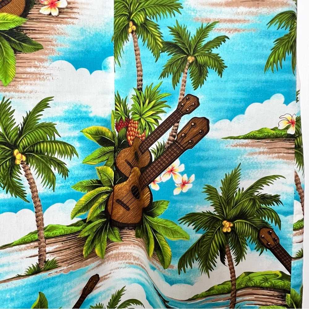 Vintage Hawaiian Print Guitar Palm Trees Hibiscus… - image 7