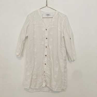 Rosemarine Shirt Womens Size Small White Linen Bu… - image 1