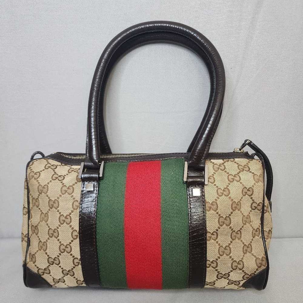 GUCCI GG Canvas Vintage Web Boston Bag - image 1