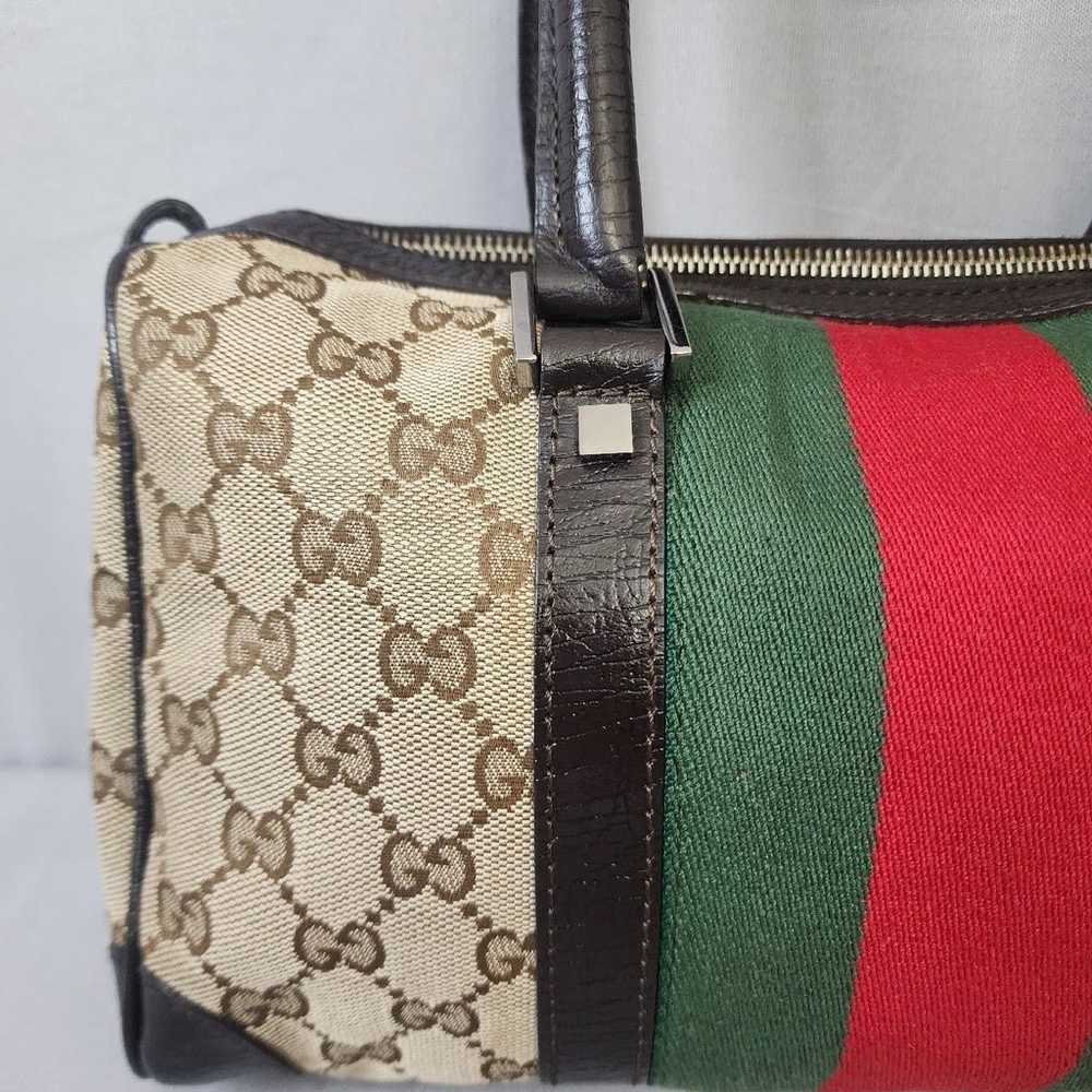 GUCCI GG Canvas Vintage Web Boston Bag - image 4