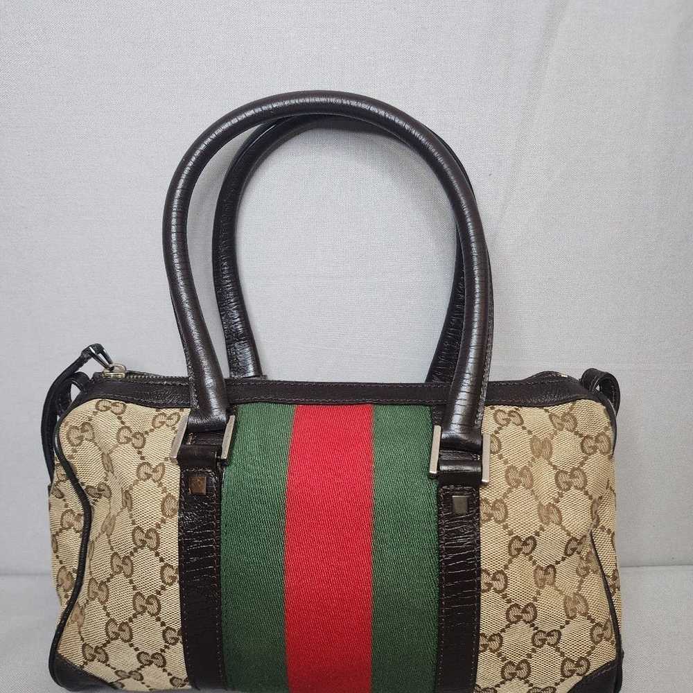 GUCCI GG Canvas Vintage Web Boston Bag - image 6