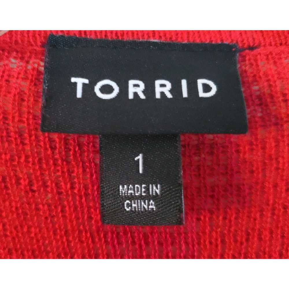 TORRID 1 Women 12 14 Cardigan Sweater Red Waterfa… - image 3