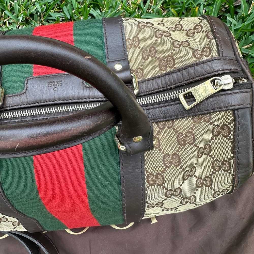 Authentic!! Vintage Gucci GG Web Boston bag Tote … - image 7