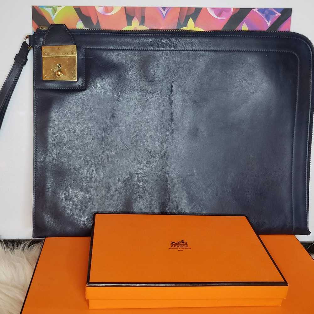 VTG Hermes Portfolio Leather Case w/ Wristlet - image 1