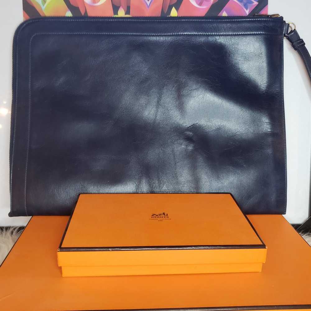 VTG Hermes Portfolio Leather Case w/ Wristlet - image 4