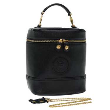 VERSACE Vanity Hand Bag Leather Black Auth am6048 - image 1