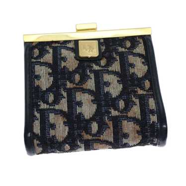 CHRISTIAN DIOR Trotter Canvas Coin Purse Navy Aut… - image 1