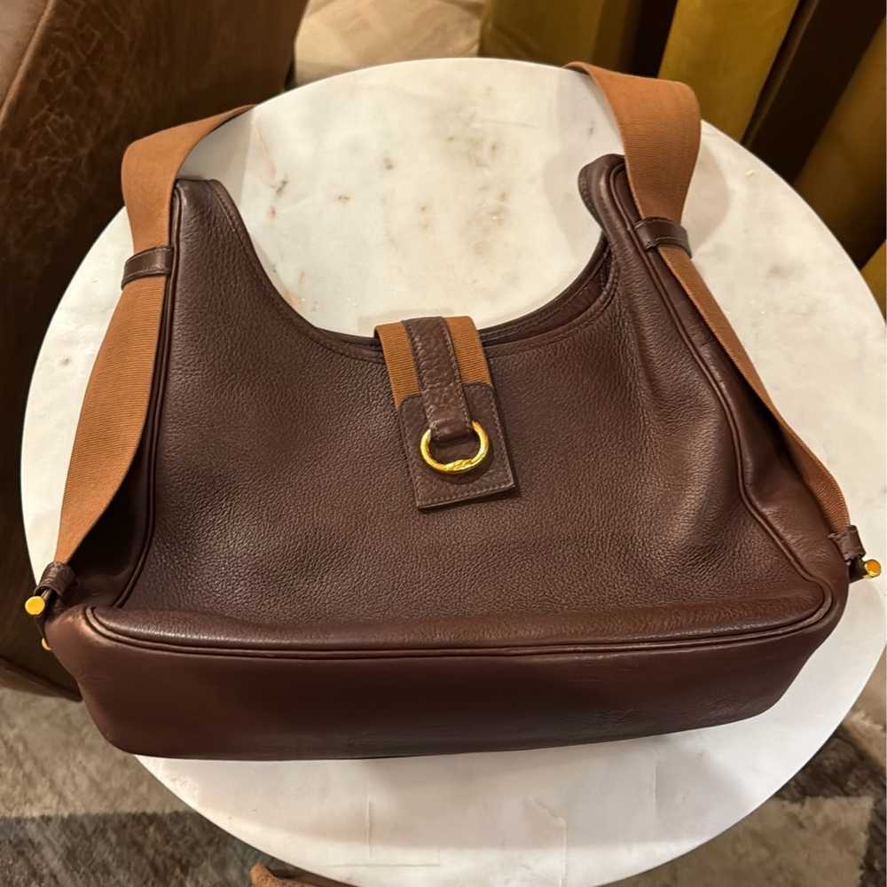 Hermès Tsako Marron Fonce Clemence Leather with G… - image 2