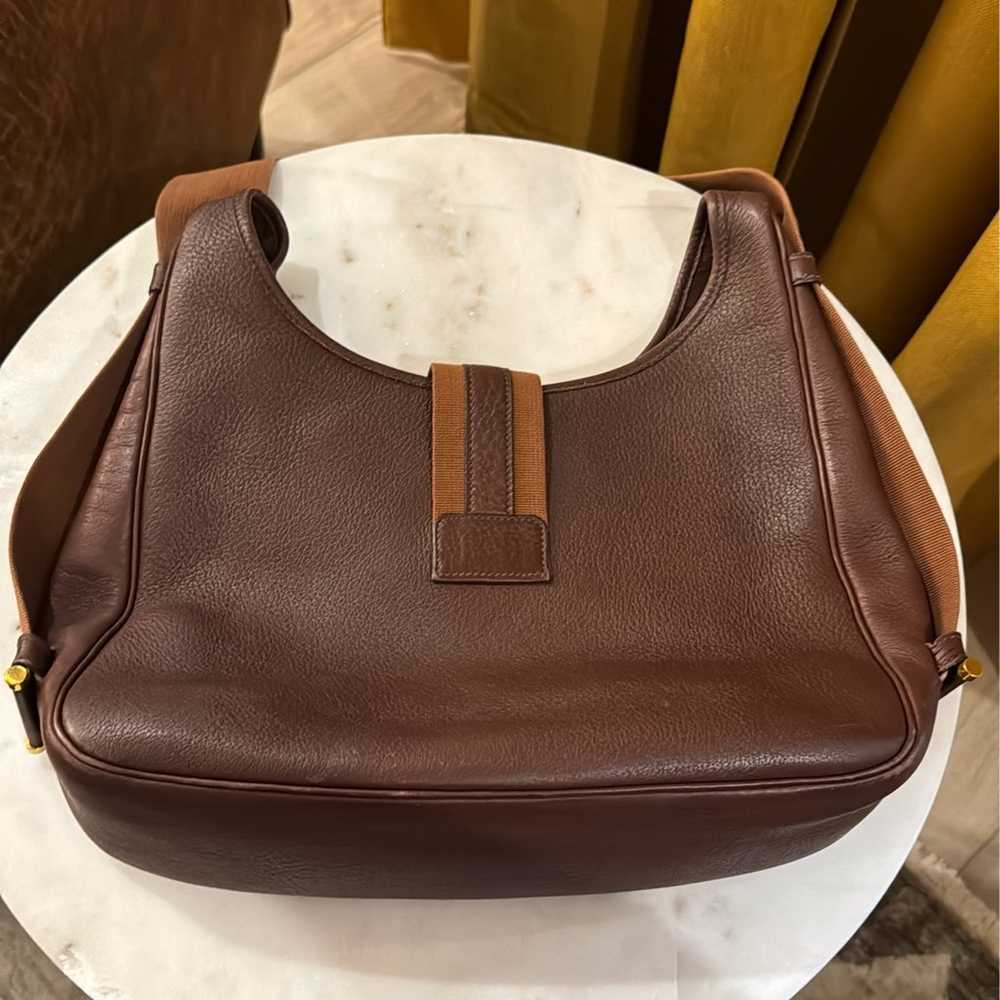 Hermès Tsako Marron Fonce Clemence Leather with G… - image 3