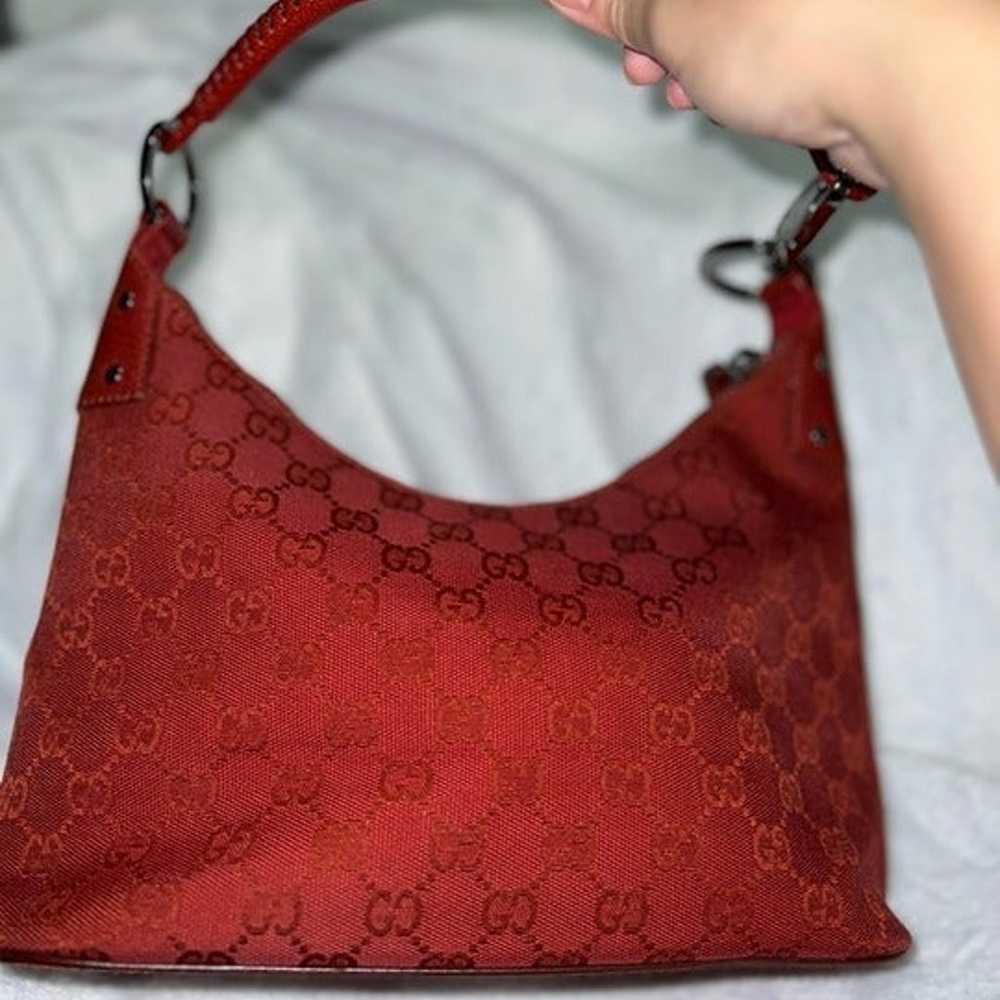 GUCCI Red GG Canvas Hobo - image 1