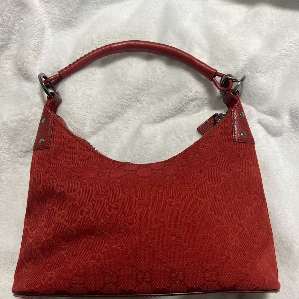 GUCCI Red GG Canvas Hobo - image 3