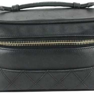 Chanel Black Quilted Lambskin Leather Vanity Case 