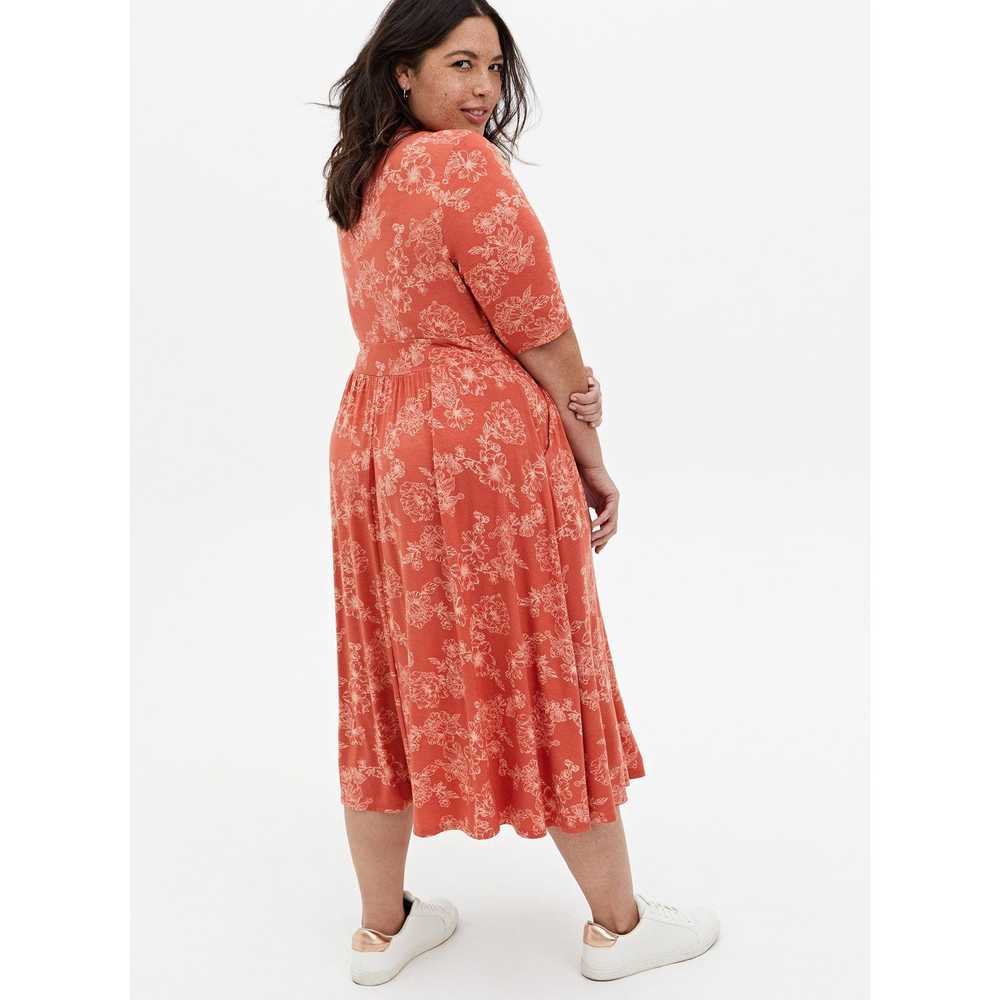 Torrid Super Soft Apricot Floral Skater Midi Dres… - image 5