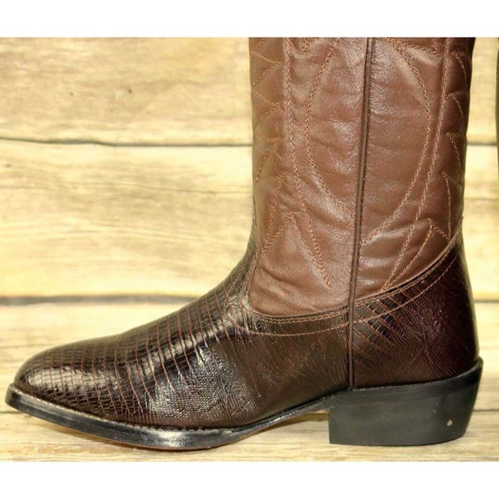 Vintage Womens Western Cowboy Boots Brown Lizard … - image 3