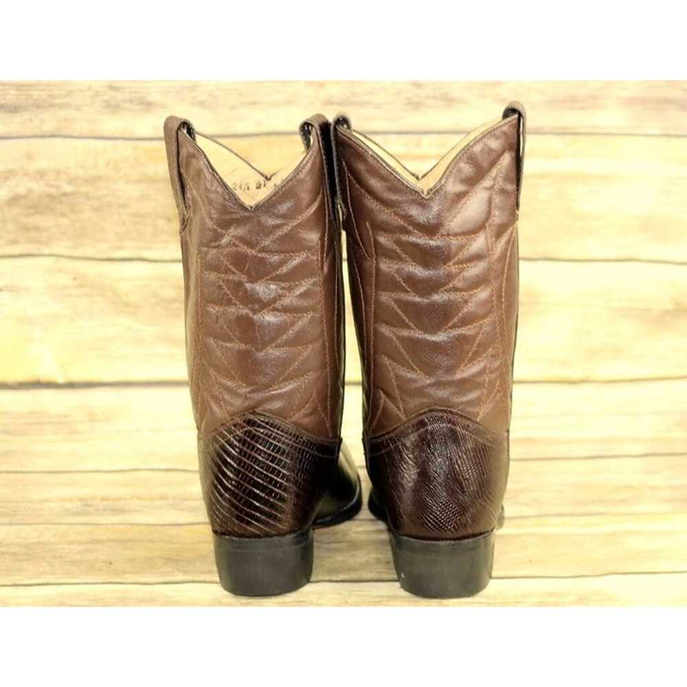 Vintage Womens Western Cowboy Boots Brown Lizard … - image 6